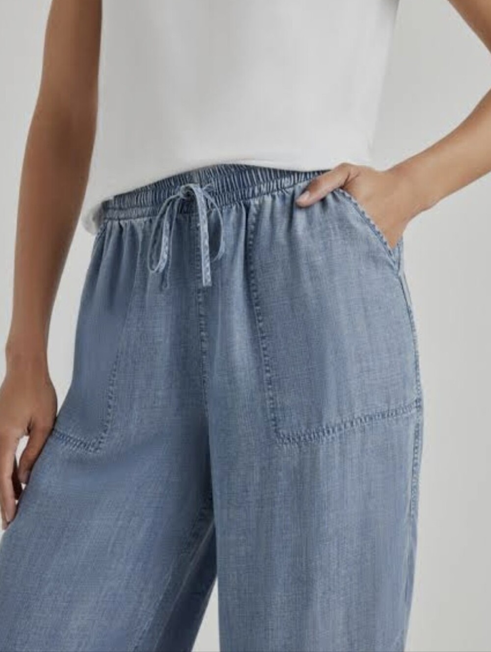 Joe Fresh Light Blue Denim Like Joggers Pants 1X - Picture 2 of 5